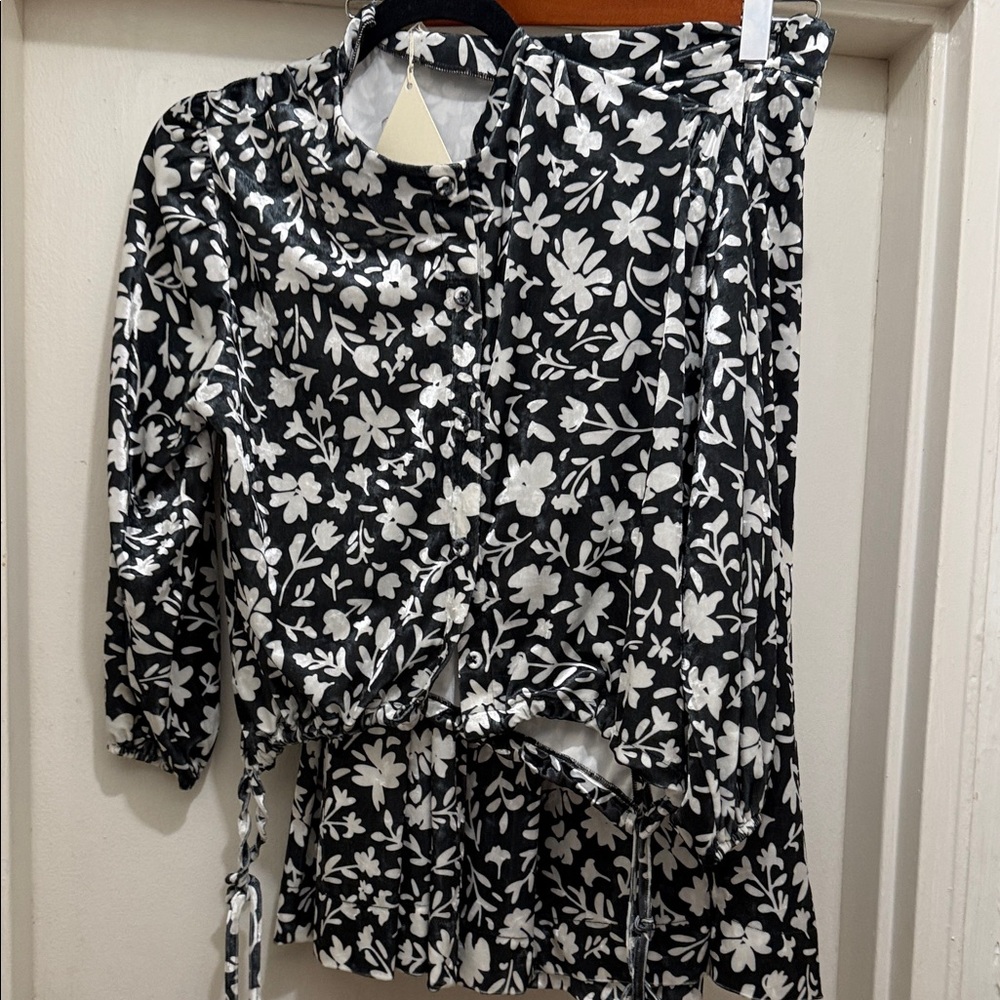 Kids Black & White Floral Matching Set - Brand
